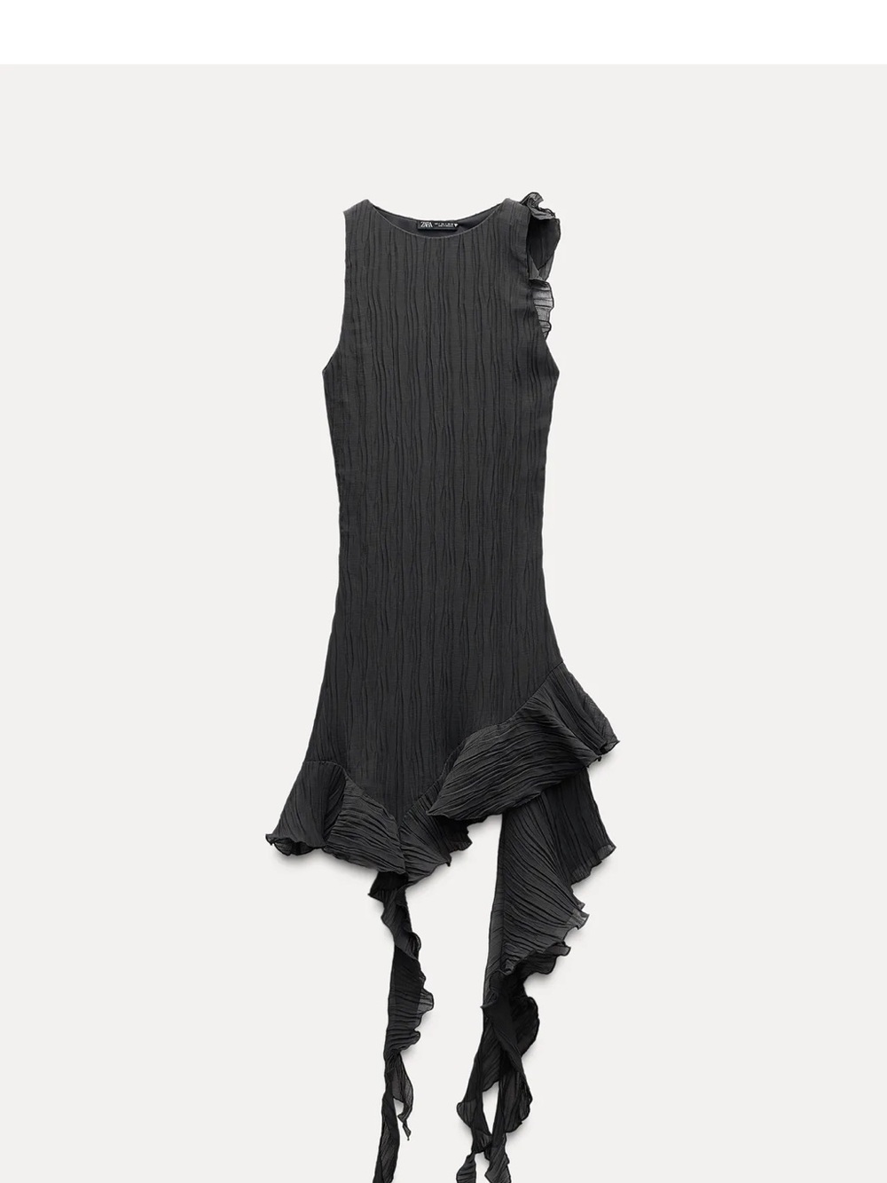 ZARA Sleeveless Pleat Ruffle-Hem Dress